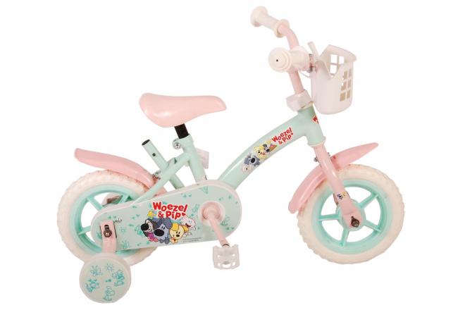 Nu verkrijgbaar Woezel & Pip Kinderfiets - Meisjes - 10 inch - Mint Blauw/Roze - Doortrapper